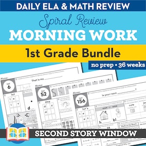 1st Grade Daily Spiral Review Worksheets, Educational Activity, Home Learning, Homeschool, Math Worksheet, Reading Printable