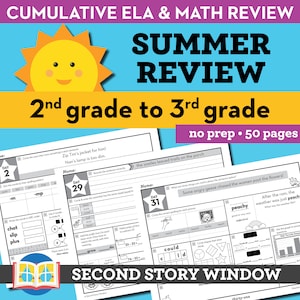 2nd Grade Summer Review Worksheets Printable End of Year Cumulative Review Before 2nd Grade image 1