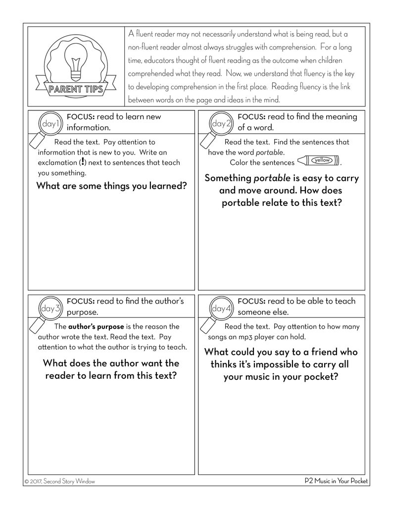 3rd Grade Printable Fluency and Reading Comprehension ...