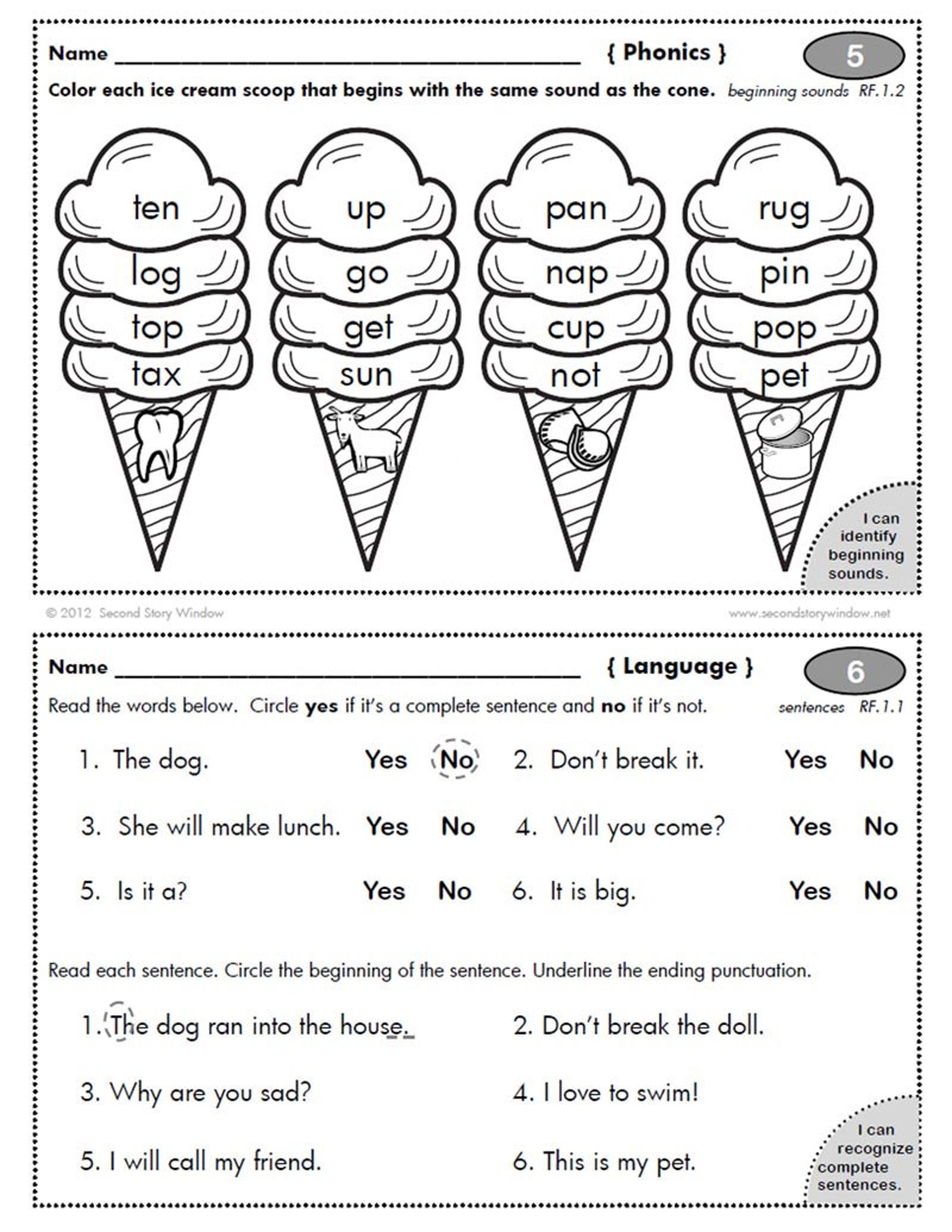 writing homework grade 1