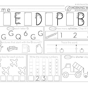 kindergarten daily spiral review worksheets educational etsy ireland