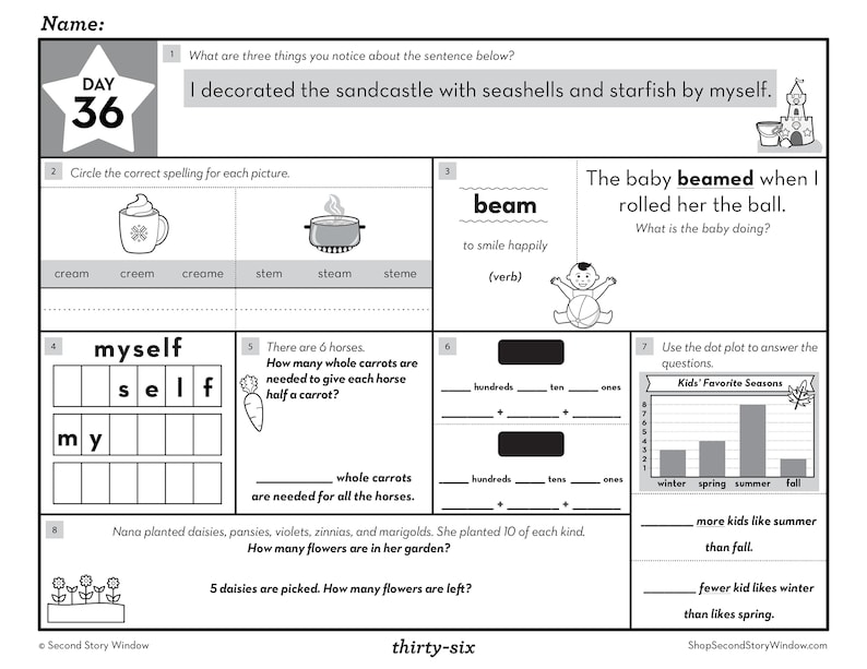 2nd Grade Summer Review Worksheets Printable End of Year Cumulative Review Before 2nd Grade image 10