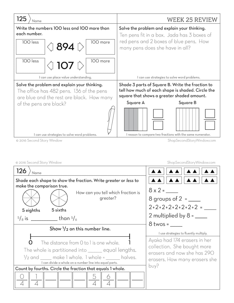 3rd Grade Math and Reading Homework Educational Activity Etsy UK
