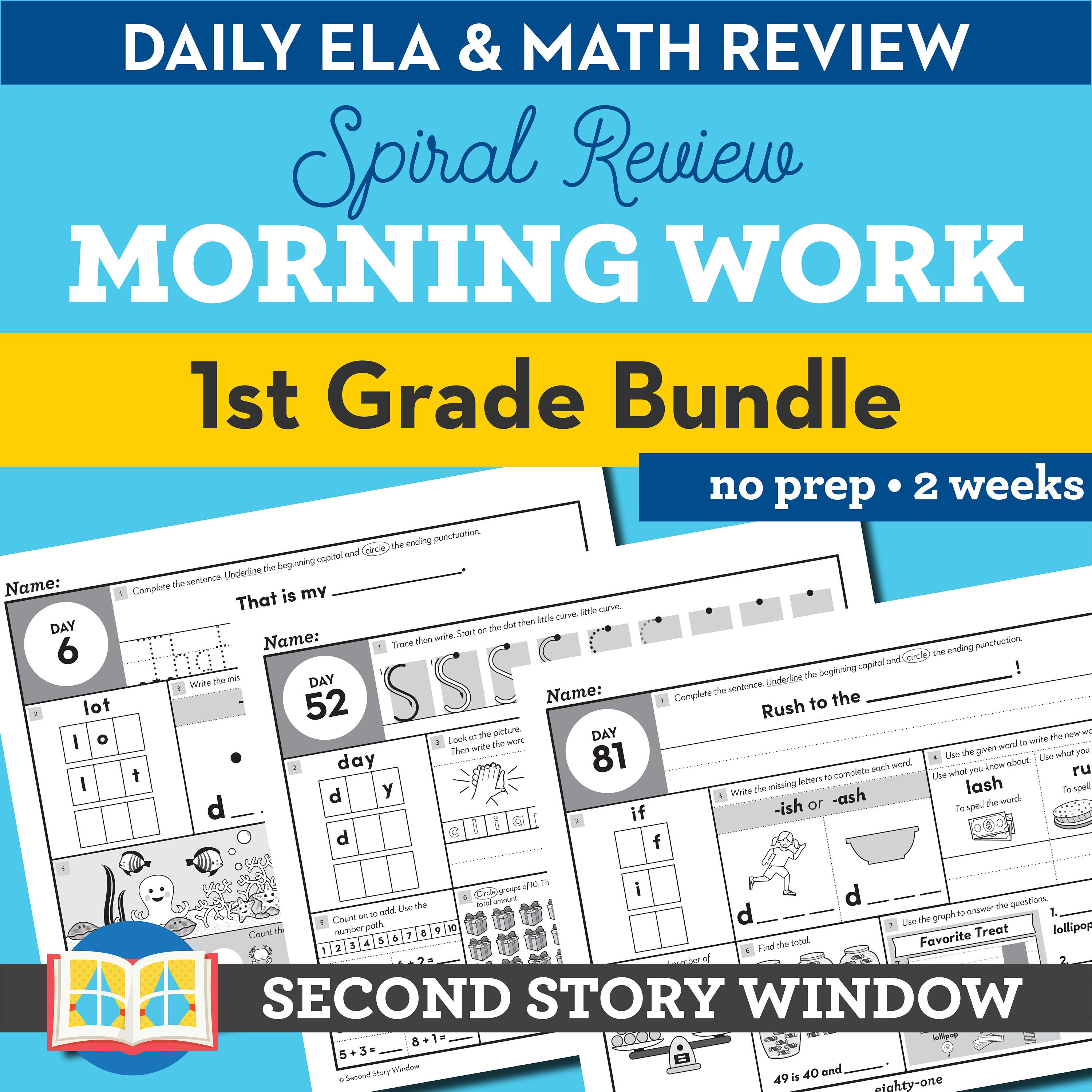 1st grade daily spiral review worksheets educational etsy canada