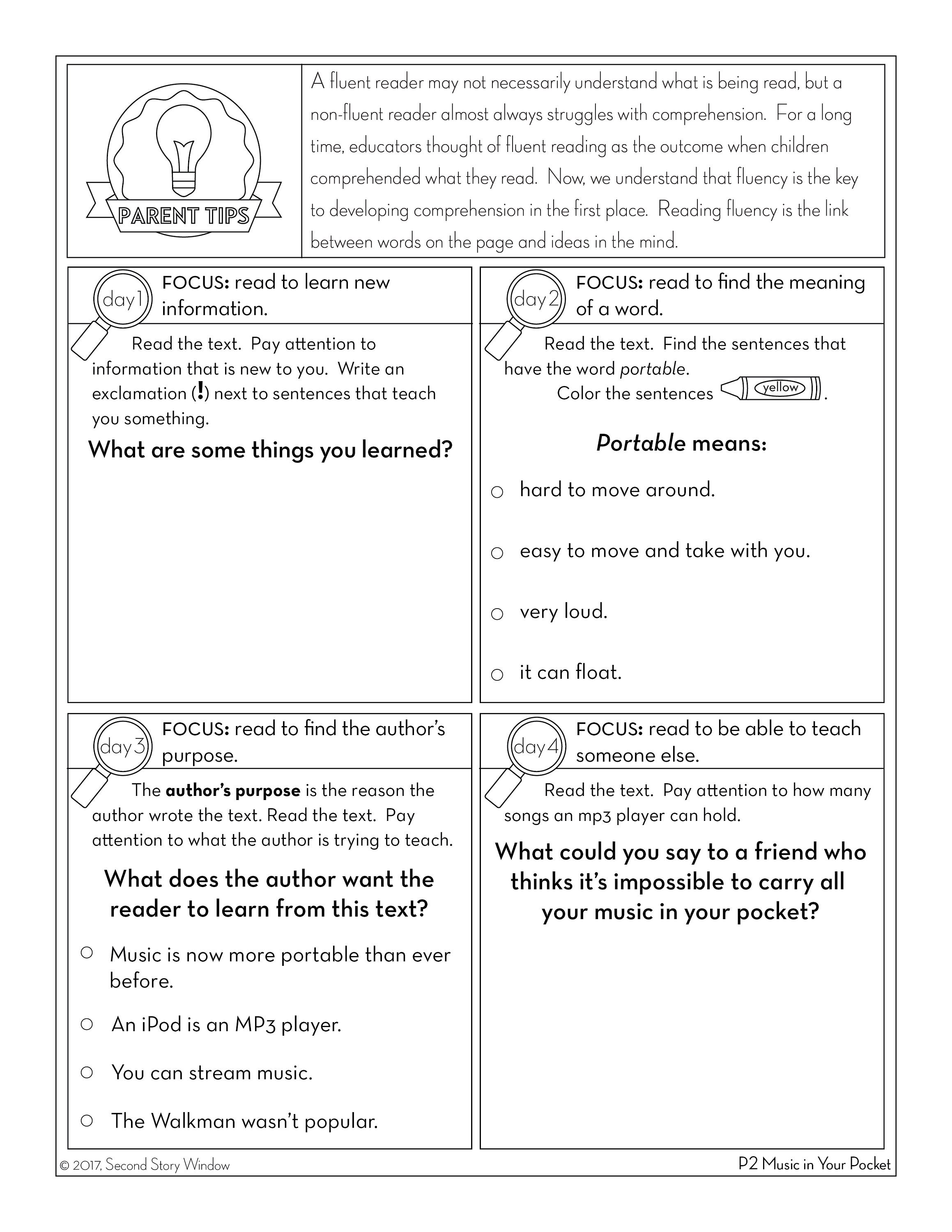 3rd Grade Reading Fluency Worksheet