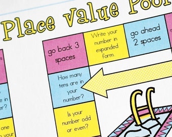 Place Value Pool Printable Math Game and Skill Sheet