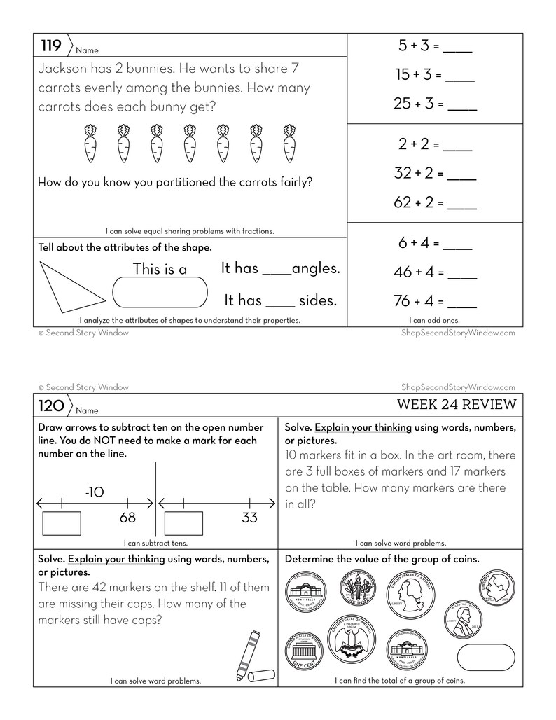 2nd Grade Math and Reading Homework, Educational Activity, Home Learning, Homeschool, Math Worksheet, Reading Printable image 8