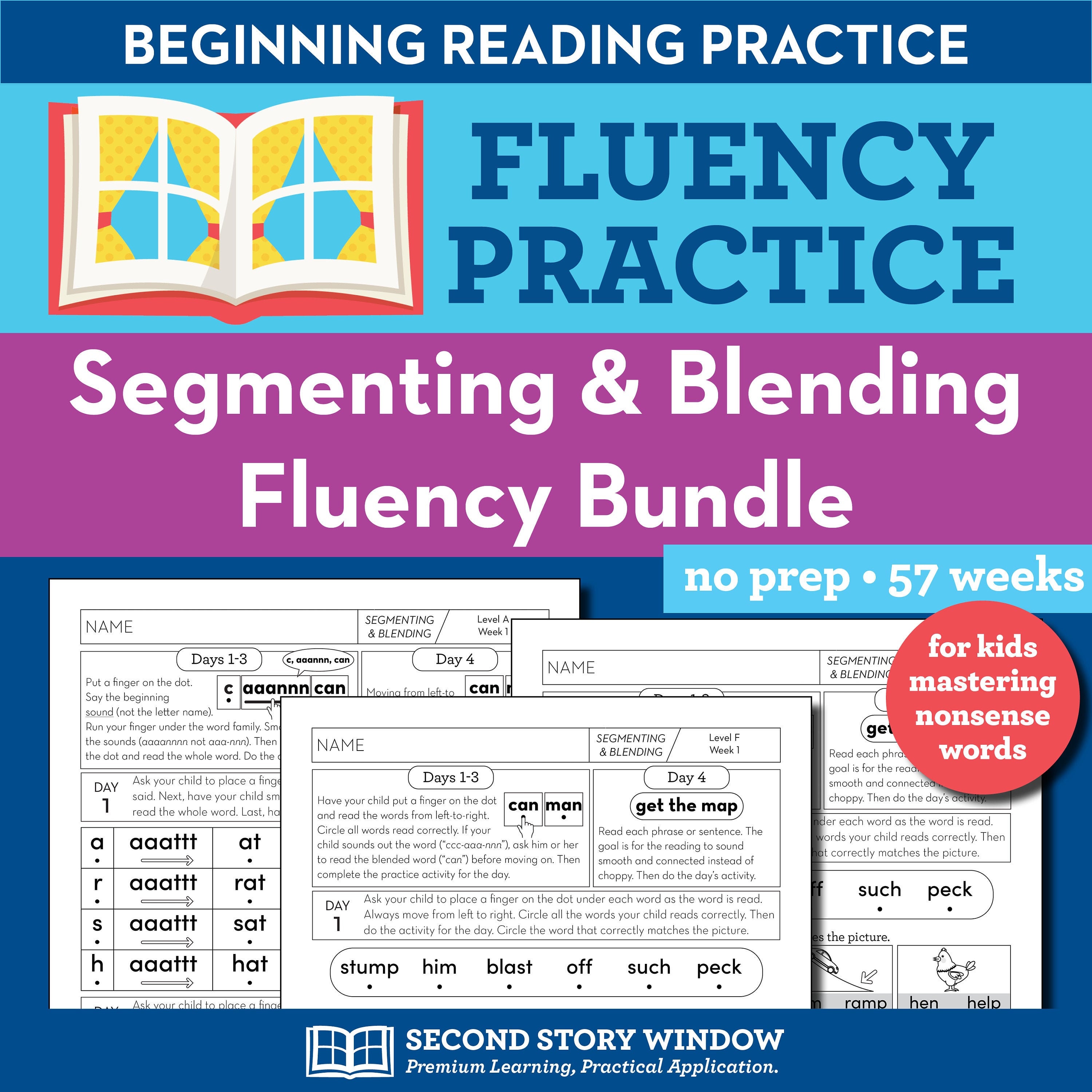 CVC Fluency ワークブックセット CVC Word Fluency Worksheets for Segmenting, Blending, and