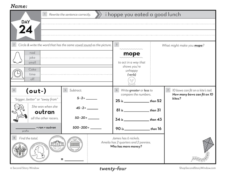 2nd Grade Summer Review Worksheets Printable End of Year Cumulative Review Before 2nd Grade image 9