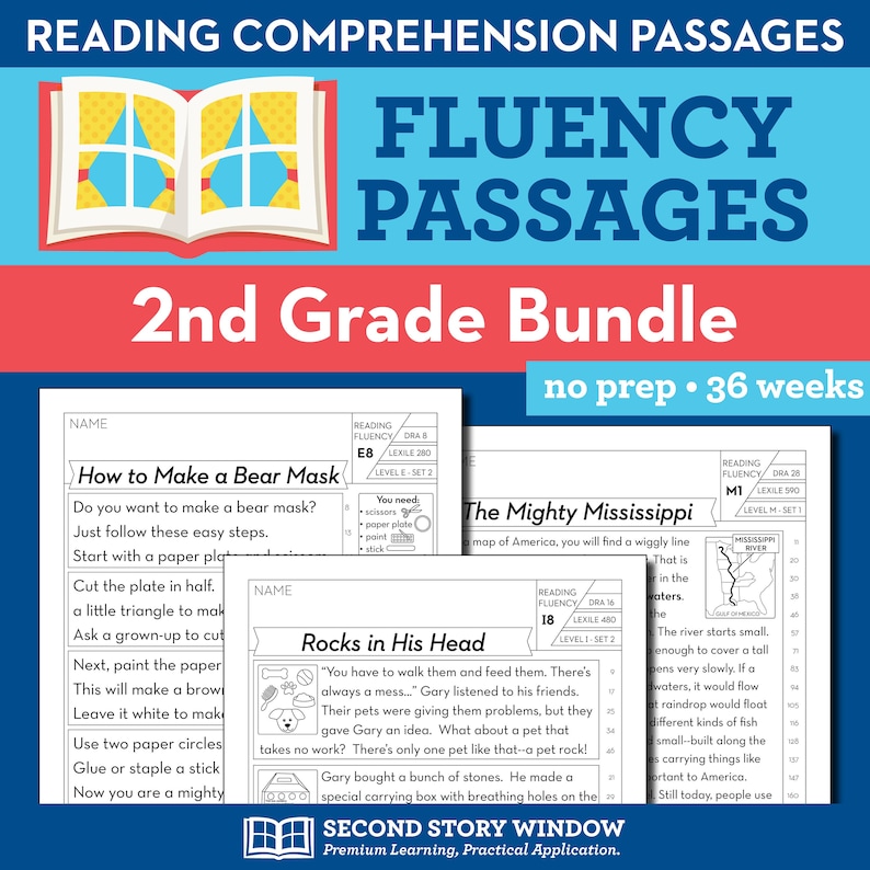 2nd Grade Printable Fluency and Reading Comprehension Passages for ...