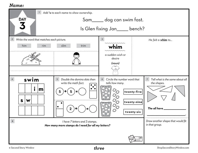 2nd Grade Summer Review Worksheets Printable End of Year Cumulative Review Before 2nd Grade image 8