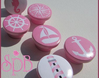 Nautical Drawer Knobs Pink Nautical Drawer Pulls Girls Room Etsy