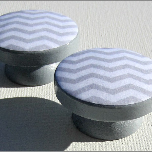 Gray Chevron Knobs, Laundry Room Decor, Furniture Knobs, Farmhouse Decor, Drawer Pulls, Kitchen Decor