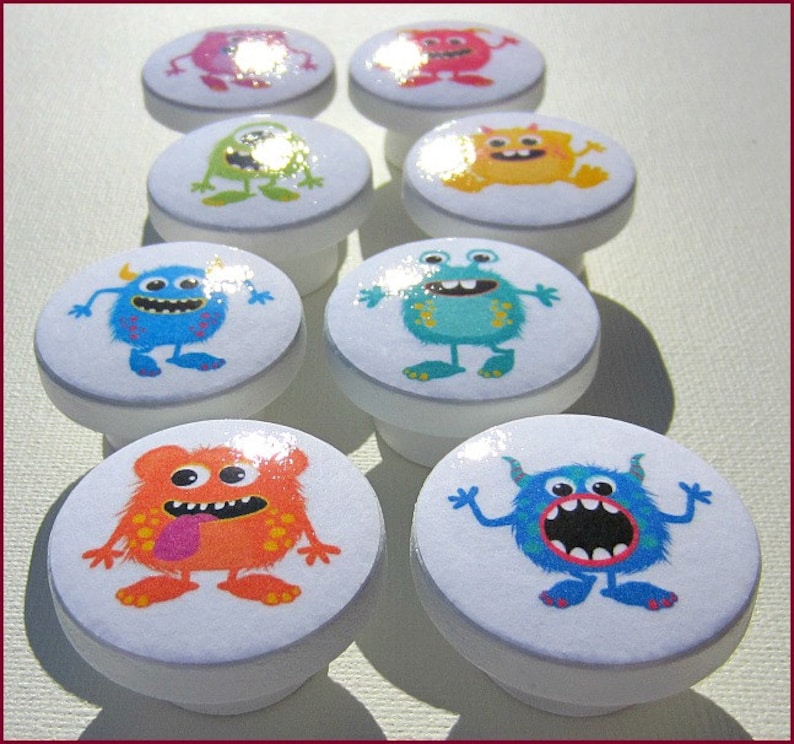 Monster Knobs Fluffy Monsters Kids Monster Knobs Dresser Etsy