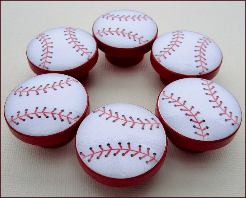 Baseball Dresser Knob Drawer Knobs Bedroom Decor Door Etsy