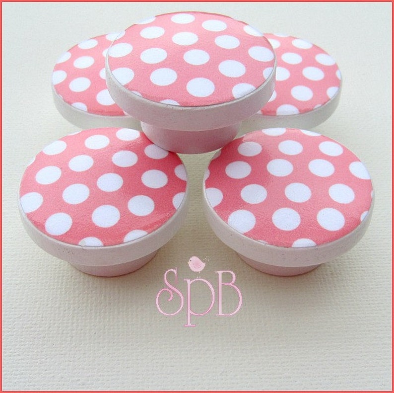 Polka Dot Knobs Coral Pink Drawer Knobs Drawer Pulls Etsy