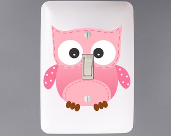 Pink Owl Light Switch Cover - Nursery Decor - Single Toggle Switch Plate - Home Decor - Wall Plate Cover -