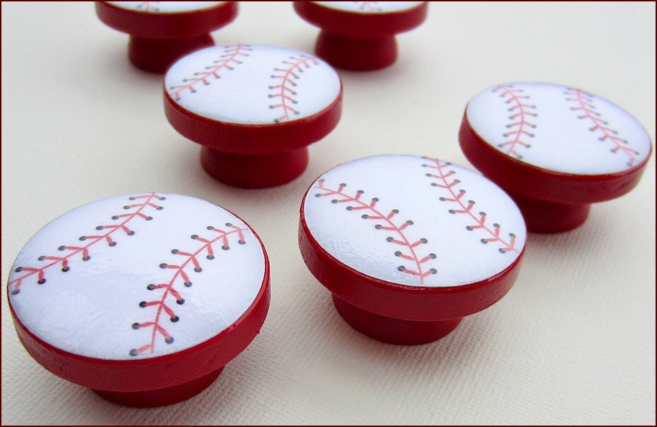 Baseball Dresser Knob Drawer Knobs Bedroom Decor Door Etsy