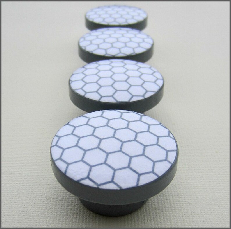 Drawer Knobs Grey Geometric Knobs Kitchen Knobs Nursery Etsy