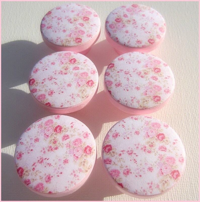 Shabby Rose Drawer Knobs Decorative Knobs Floral Knobs Etsy