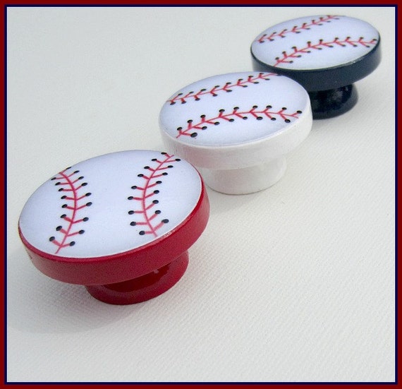 Baseball Dresser Knob Drawer Knobs Bedroom Decor Door Etsy