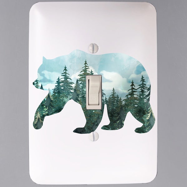 Wild Animal Light Switch Cover - Single Toggle Switch Plate - Forest Nursery  - Wall Plate Cover - Bear