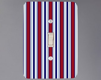 Nautical Stripe Light Switch Cover - Nursery Decor - Switch Plate - Home Decor - Wall Plate Cover -