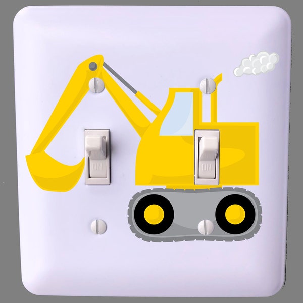 Construction Light Switch Cover - Double Toggle Switch Plate - Nursery Decor - Wall Plate Cover -