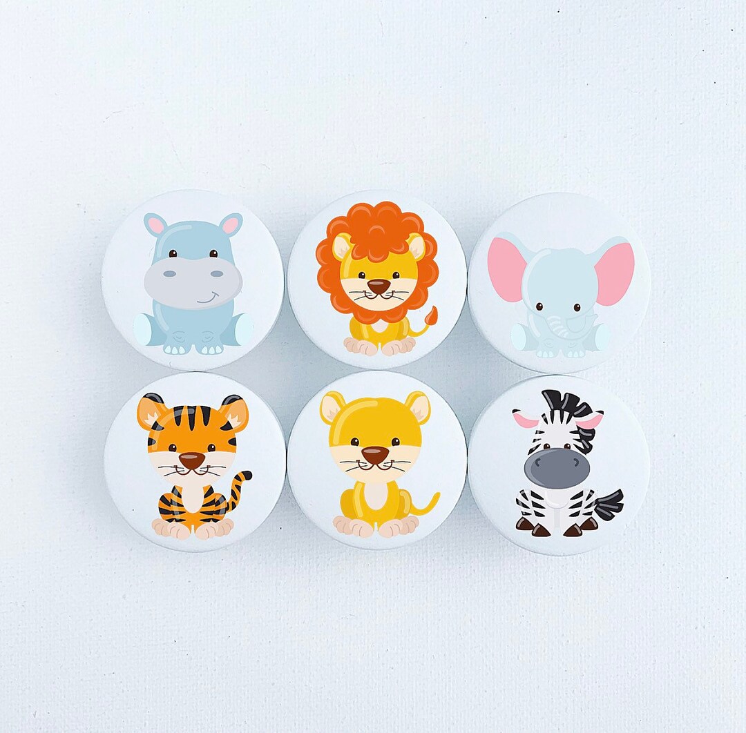 Jungle Animals Drawer Knobs, Drawer Pulls, Jungle Nursery Decor, Safari