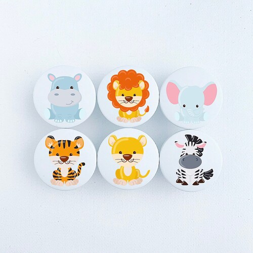 Jungle Animals Drawer Knobs Drawer Pulls Jungle Nursery Etsy
