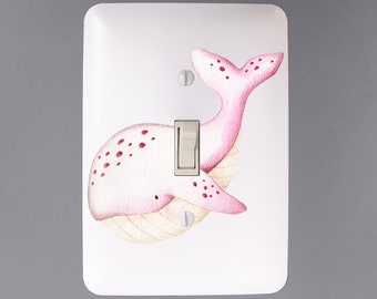 Sea Animal Light Switch Cover - Switch Plate - Nursery Decor - Wall Plate Cover - Pink -Whale - Turtle