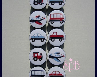 Transportation Knobs • Airplane • Car • Truck • Train • Taxi • Boys Knobs • Wood Knobs • Kids Dresser Knobs • Drawer Pulls