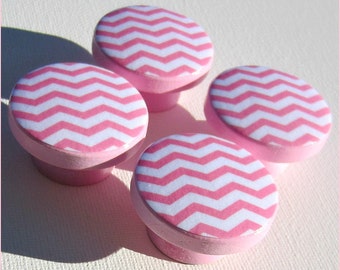 Pink Chevron Drawer Knobs, Laundry Room Decor, Farmhouse Decor, Drawer Pulls, Cabinet Knobs,