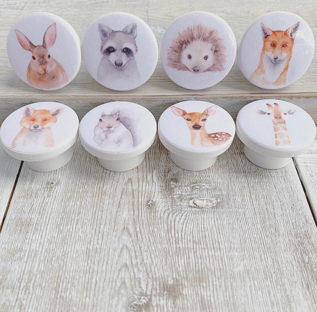 Baby Nursery Knobs With Woodland Animal Prints - Etsy