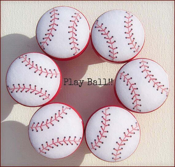 Baseball Dresser Knob Drawer Knobs Bedroom Decor Door Etsy