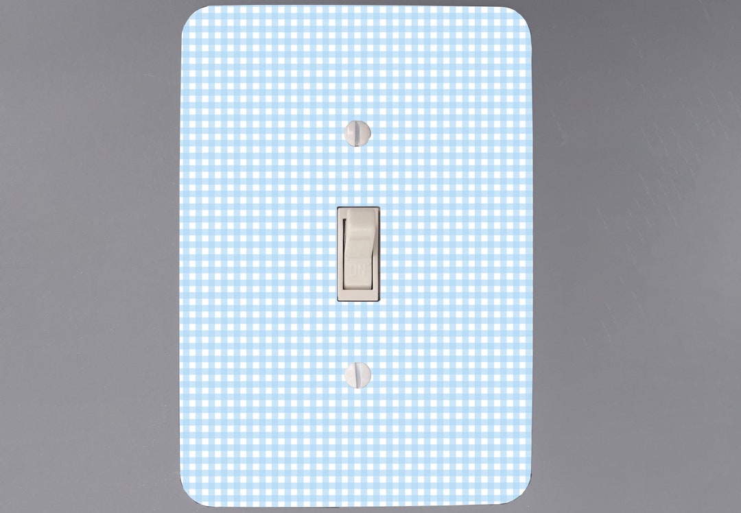 Blue & White Gingham Light Switch Cover Nursery Decor Etsy