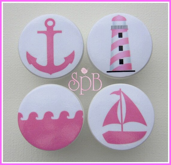 Nautical Drawer Knobs Drawer Pulls Pink Nautical Dresser Etsy