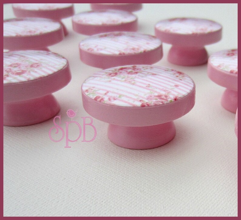 Shabby Rose Drawer Knobs Decorative Knobs Floral Knobs Etsy