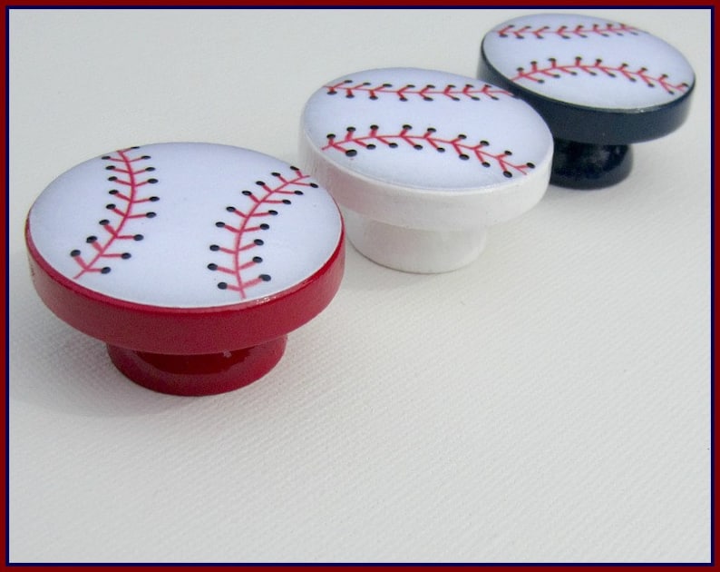 Baseball, Dresser Knob, Drawer Knobs, Bedroom Decor, Door Handles, Knobs for Cabinets, Nursery, Knobs for Dresser, Drawer Pull, Kids Room image 1