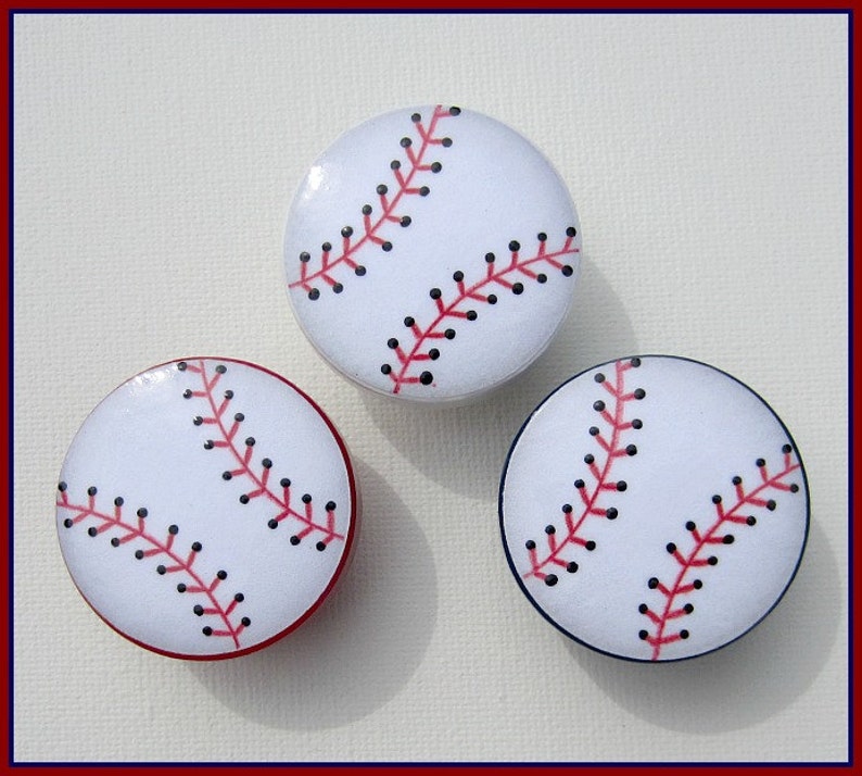 Baseball, Dresser Knob, Drawer Knobs, Bedroom Decor, Door Handles, Knobs for Cabinets, Nursery, Knobs for Dresser, Drawer Pull, Kids Room image 2