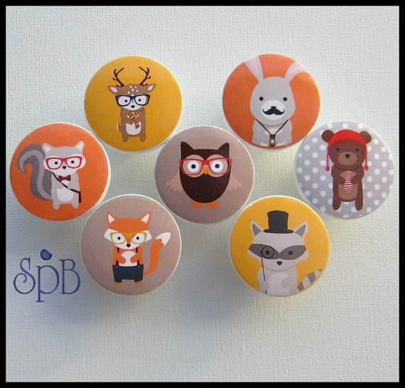 Woodland Animals Fox Drawer Pulls Cabinet Pulls Forest Etsy