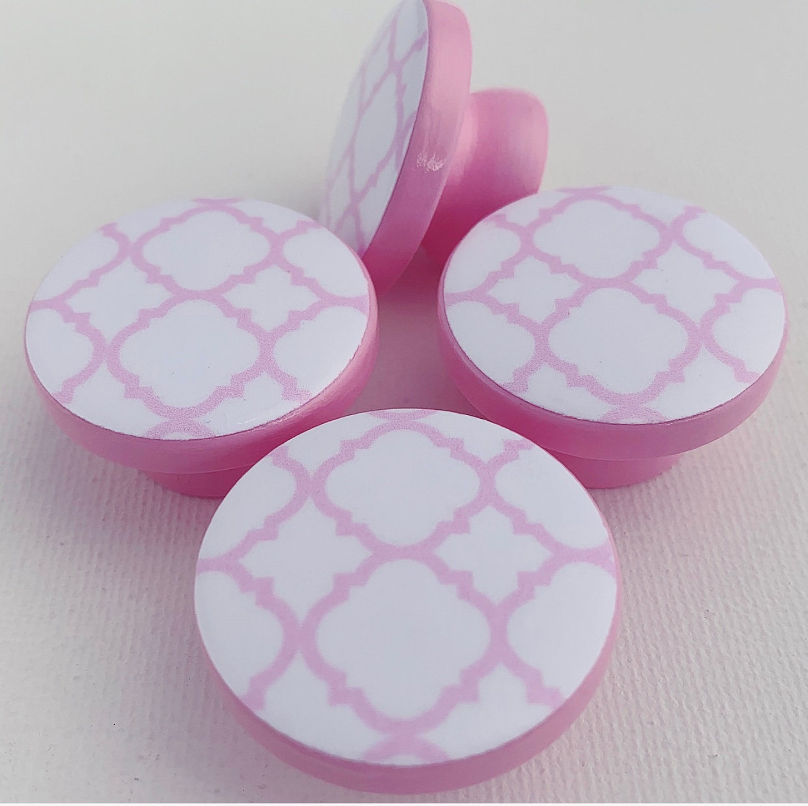 Pink Drawer Knobs Drawer Pulls Pink Quatrefoil Knobs Etsy