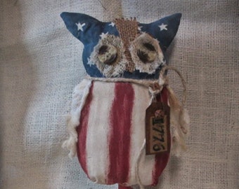 Owl,Red, White,Blue/Painted,Patriotic,Fourth of July,FAPM,Americana