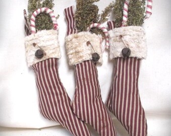 Red and White Striped Stocking Ornaments/Christmas