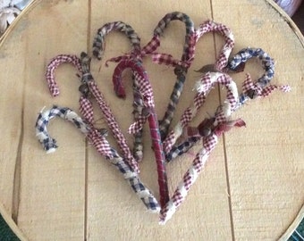 Homespun Candy Cane Ornaments/Bowl Fillers/FAPM/Primitive/Holiday/Christmas Decoration/Gift