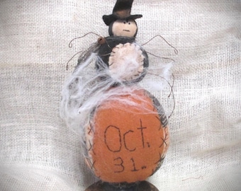 Spider sitting on Pumpkin/ Larry the Spider Halloween Display
