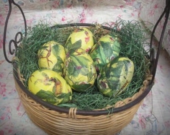 Floral Easter Eggs/Bowl Fillers/primitive/decoupage/fapm/shabby chic