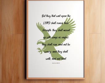 Isaiah 40:31 Bible Verse Wall Art – Christian Scripture Printable – They That Wait Upon the Lord – Inspirational Decor – Digital Download