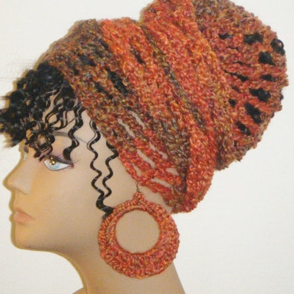 The Original Makeeda Yohari Crochet Head wrap and Earring Set in Harvest
