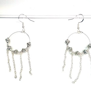 Hypoallergenic sterling silver tassel hoop earrings